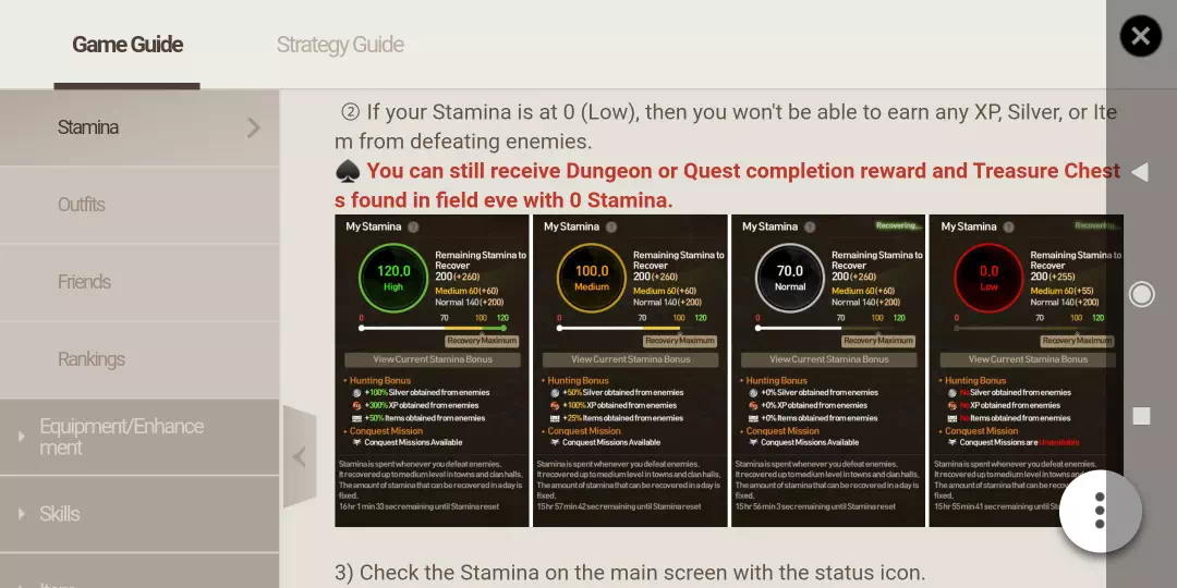 Blade and soul stamina
